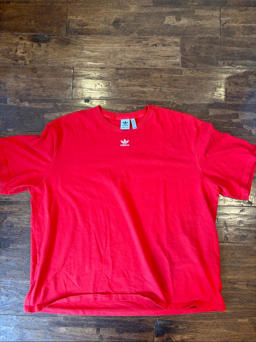 adidas Red Short Sleeve Trefoil Crew Tee
